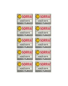 Kit 10 Placa de Sinalização Residencial Você Está Sendo Filmado 10x15cm em Alumínio - Acton