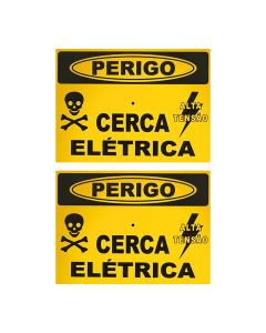 Kit 2 Placa em Alumínio Cerca Elétrica 12,5x17,5cm - Acton