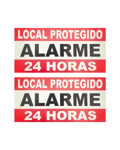 Kit 2 Placa 10x20cm em Alumínio Local Protegido 24 Horas