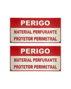 Kit 2 Placas Placa Perigo 10x20cm em Alumínio Protetor de Perímetro