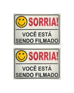 Kit 2 Placa Sinalizadora Você Está Sendo Filmado 10x15cm