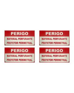 Kit 4 Placas Placa de Advertência Protetor Perimetral 10x20cm em Alumínio - Acton