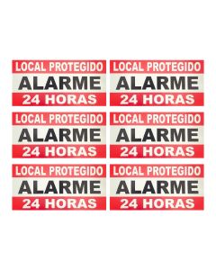Kit 6 Placa de Local Protegido por Alarme 10x20cm em Alumínio - Acton