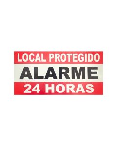 Placa de Sinalização Proteção Comercial 24 Horas 10x20cm em Alumínio - Acton